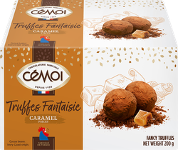 Конфеты CEMOI Шоколадные трюфели со вкусом и кусочками карамели, 200г, крупный план