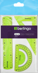 Набор чертежный BERLINGO Flexy, средний, треугольник 14см, линейка 20см, транспортир, детальное фото