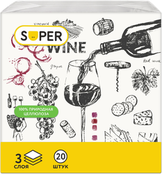 Салфетки бумажные SUPER Прованс 3-слоя, 33х33см, 20шт, фотография