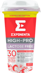 Напиток кисломолочный EXPONENTA HIGH-PRO Клубника, земляника, без лактозы, обезжиренное, без змж, 250г, изображение