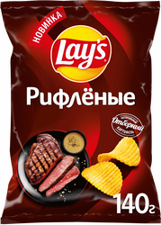 Чипсы картофельные LAY'S Рибай с перечным соусом, рифленые, 140г, фотография