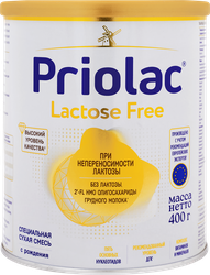 Смесь безлактозная PRIOLAC Lactose Free, при непереносимости лактозы, с рождения, 400г, детальное фото