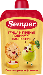Пюре фруктово-злаковое SEMPER Мультифруктовое с печеньем, с 6 месяцев,  100г, картинка