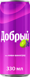 Напиток ДОБРЫЙ Киви, виноград сильногазированный, 0.33л, картинка