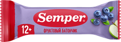 Батончик фруктовый SEMPER Яблоко и черника, с 12 месяцев, 15г, вид