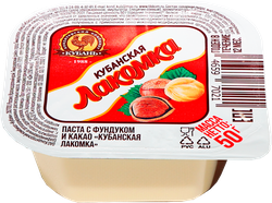 Паста КОМБИНАТ КУБАНЬ Кубанская Лакомка с фундуком и какао, 50г, крупный план