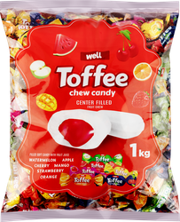 Конфеты жевательные TOFFEE с начинкой микс, 1кг, изображение