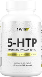 Биологически активная добавка 1WIN 5-HTP с магнием и витаминами группы В, в капсулах, 60шт, изображение