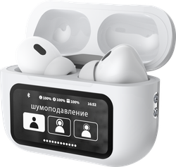 Наушники беспроводные DEPPA Air Pro 3 ANC, TWS, BT 5.3, 350 мАч, LCD, белый, Арт. 44213, крупный план