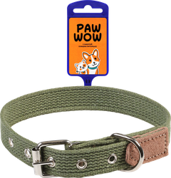 Ошейник для собак PAW WOW брезентовый 26–44см, хаки, фотография