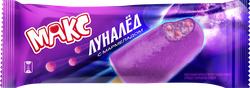 Фруктовый лед MAX Луналед, со вкусом земляники и мармеладом со вкусом бабл-гам, эскимо, 55г, крупный план