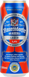 Пиво светлое KAUERNDORFER Lager фильтрованное пастеризованное 5,4%, 0,5л, крупный план