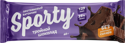 Батончик протеиновый SPORTY Тройной шоколад, глазированный, 40г, фотография