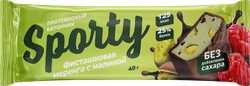 Батончик протеиновый SPORTY Фисташковая меренга с малиной, глазированный, 40г, фотография