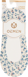 Подследники женские OEMEN с силиконовой вставкой на пятке, молочные с рисунком, Арт. PW656, вид