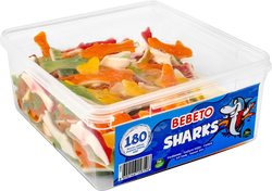 Мармелад жевательный BEBETO Sharks со вкусом ананаса, малины, апельсина, яблока и ванили, 1,08кг, фотография