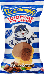 Изображение товара Мороженое ПРОСТОКВАШИНО Пломбир Отборный шоколадный 15%, без змж, вафельный стаканчик, 90г