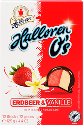 Изображение товара Конфеты шоколадные HALLOREN Erdbeer & Vanille, со вкусом клубники и ванили, 125г