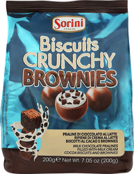 Конфеты HDI Biscuit Crunchy Brownies пралине с шоколадным печеньем, 200г, фото
