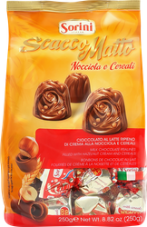 Конфеты HDI Scacco Matto пралине с ореховым кремом и злаками, 250г, крупный план