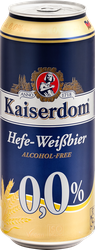 Пиво светлое безалкогольное KAISERDOM Hefe-Weissbier пастеризованное нефильтрованное неосветленное, 0.5л, изображение
