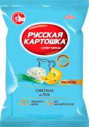 Чипсы картофельные РУССКАЯ КАРТОШКА со вкусом сметаны и лука, 230г, изображение