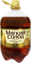 Пиво светлое МЯГКИЙ СОЛОД мягкое фильтрованное пастеризованное 4,2%, 1,5л, фото