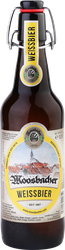 Пиво светлое MOOSBACHER Weissbier пшеничное нефильтрованное пастеризованное осветленное 4,9%, 0,5л, фото