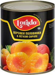 Персики LORADO половинки в легком сиропе, 850мл, картинка