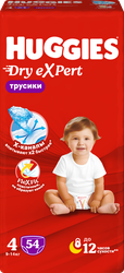 Подгузники-трусики HUGGIES Dry Expert 4 9–14кг, 54шт, фото