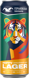Пиво светлое ГОРЬКОВСКАЯ ПИВОВАРНЯ Hoppy Lager пастеризованное 5%, 0.45л, фотография