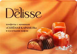 Набор конфет DELISSE с начинкой соленая карамель с вафлей, 155г, картинка