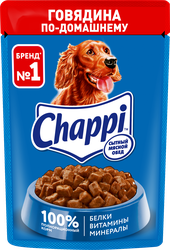 Корм консервированный для собак CHAPPI Сытный мясной обед Говядина по-домашнему, 85г, детальное фото