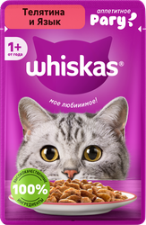 Корм консервированный для кошек WHISKAS Телятина и язык, рагу, 75г, фото