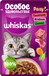 Корм консервированный для кошек WHISKAS Особое удовольствие рагу Телятина, ягнёнок и овощи, 75г, фотография
