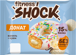 Донат протеиновый FITNESSHOCK с ванильной начинкой, глазированный, 70г, детальное фото