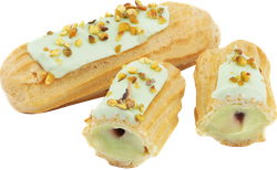 Пирожные MIREL Эклеры с фисташковым заварным кремом и малиной, 235г, вид