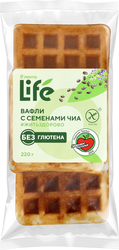 Вафли безглютеновые ЛЕНТА LIFE Бельгийские, с семенами чиа, 220г, крупный план