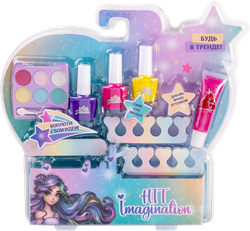 Косметика детская HIT IMAGINATION Будь в тренде! тени, блеск, 3 лака, пилочка, Арт. ZR-04, крупный план