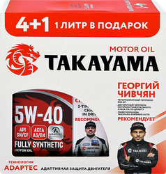 Масло моторное TAKAYAMA Adaptec 5W–40 A3/B4 SN/CF Акция, 4л+1л, фото