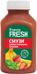 Напиток Смузи банан-клубника-базилик безалкогольный, негазированный ЛЕНТА FRESH, 300 мл, фото