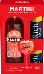 Промо-набор MARTINI Fiero напиток виноградосодержащий сладкий ароматизированный, 1л + тоник сильногазированный, 2х0.33л, фотография