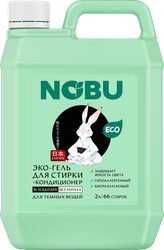 Гель для стирки NOBU Black&Dark 2в1 экологичный с кондиционером, 2л, крупный план