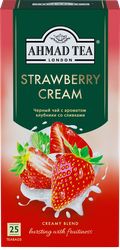 Чай черный AHMAD TEA Клубника со сливками, 25пак, крупный план