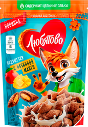 Готовый завтрак ЛЮБЯТОВО Подушечки с начинкой манго, 220г, картинка