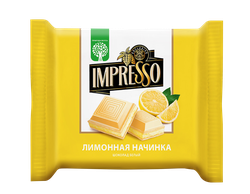 Шоколад белый IMPRESSO с лимонной начинкой, 75г, крупный план