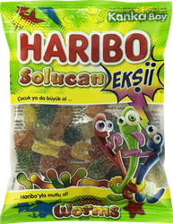 Мармелад жевательный HARIBO Solucan Eksii, в форме червячков, 70г, картинка