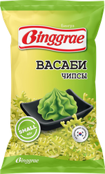 Чипсы пшеничные БИНГРЭ Васаби, 40г, крупный план