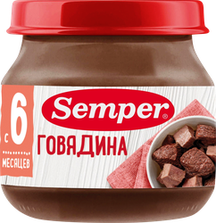 Изображение товара Пюре мясное SEMPER Говядина, с 6 месяцев, 80г