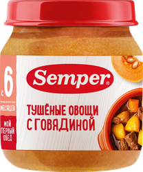 Пюре мясо-овощное SEMPER Тушеные овощи с говядиной, с 6 месяцев, 100г, детальное фото